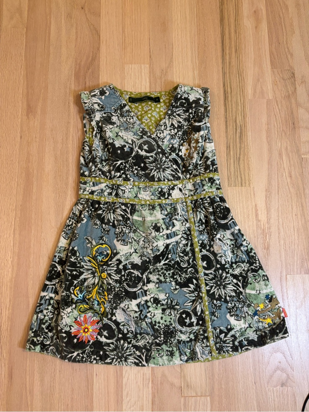 Oilily Multicolor Floral Paisley Sleeveless Dress with Yellow Accents